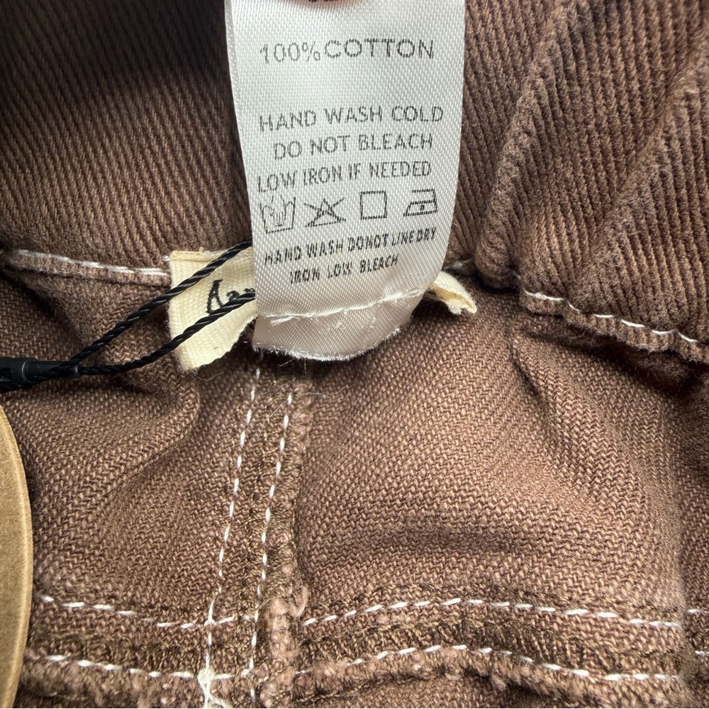 Aaron & Amber Brown Carpenter Wide Leg Pants L Utility Contrast Stitch NWT - Picture 7 of 7